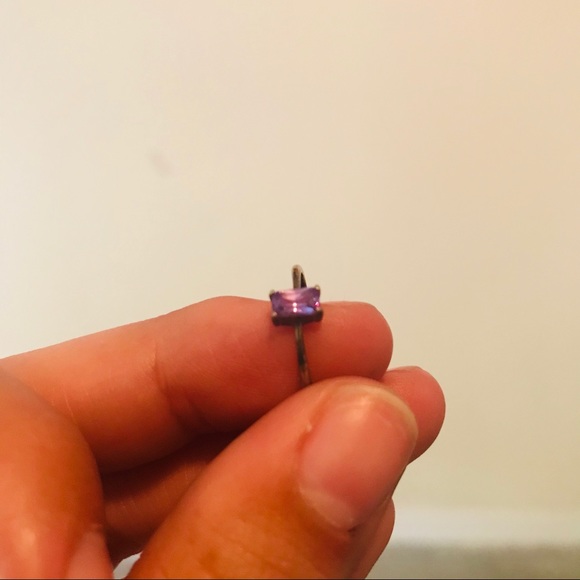 Amethyst Purple Rectangle Cut Ring Sterling Silver - Picture 4 of 5